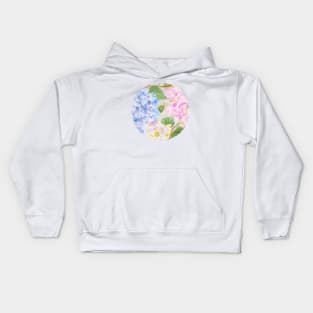 Watercolour Hydrangea Circle Kids Hoodie